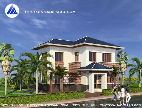 Bản phối cảnh mẫu biệt thự vườn 2 tầng mái thái Mẫu biệt thự vườn 2 tầng 120m2 tại Vĩnh Phúc-pc1