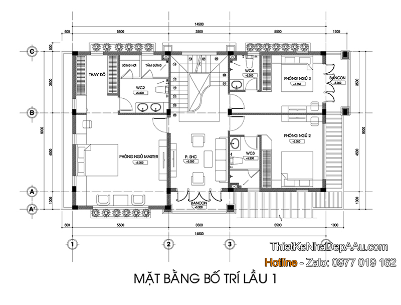 bản vẽ chi tiết mặt bằng lầu 1