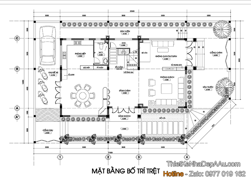 Lên phương án thiết kế mặt bằng tầng 1