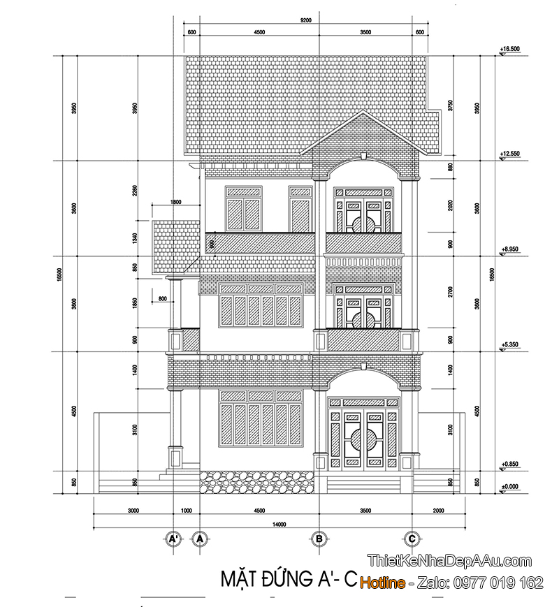 Chi tiết bản vẽ mặt đứng