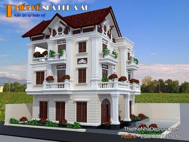 Nhà 3 tầng đẹp Bản vẽ nhà 3 tầng mặt tiền 11m đẹp