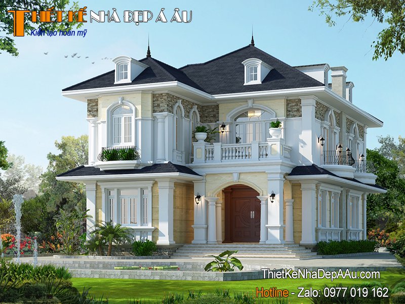 Bản vẽ kiến trúc biệt thự 2 tầng